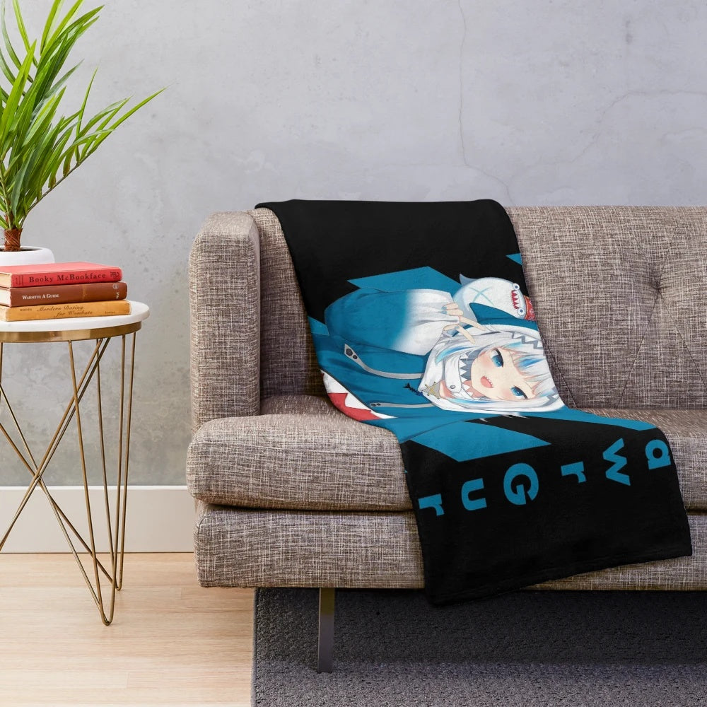 Gura plush blanket with anime-inspired design