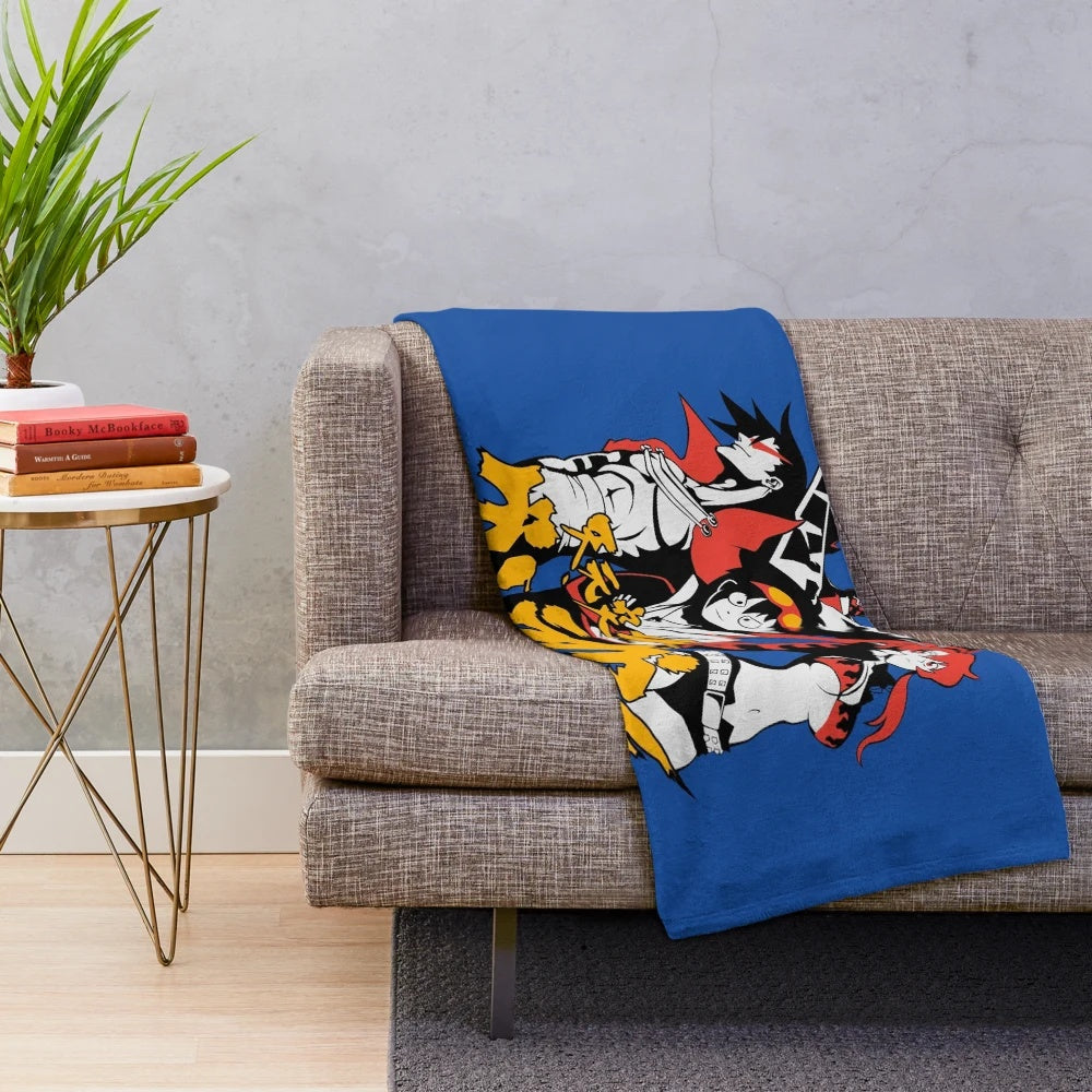 Gurren Lagann inspired plush blanket with vector art design
