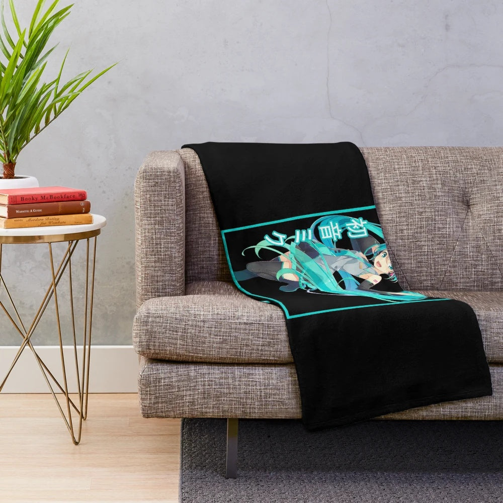 Hatsune Miku anime-style plush blanket