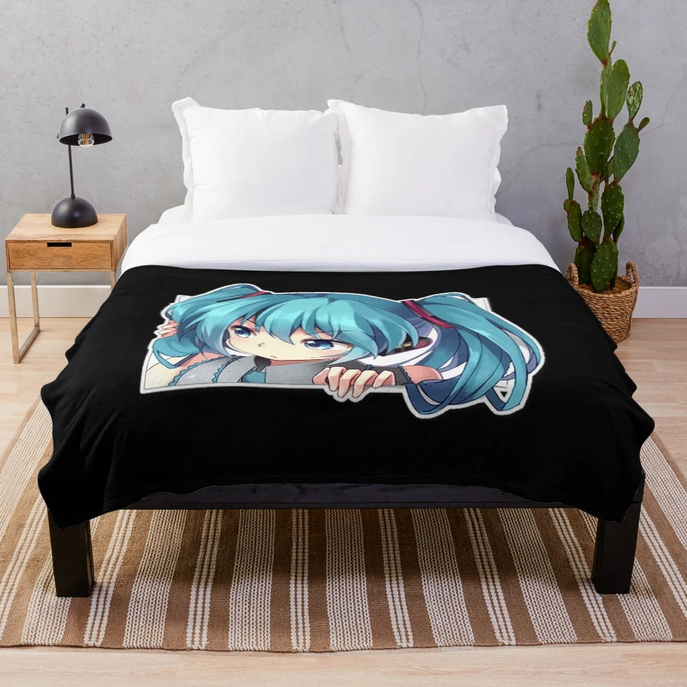Hatsune Miku Plush Blanket - Anime-Inspired Kawaii Home Decor