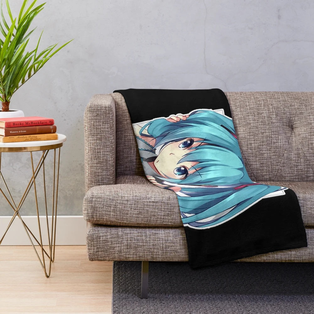 Hatsune Miku Plush Blanket - Anime-Inspired Kawaii Home Decor