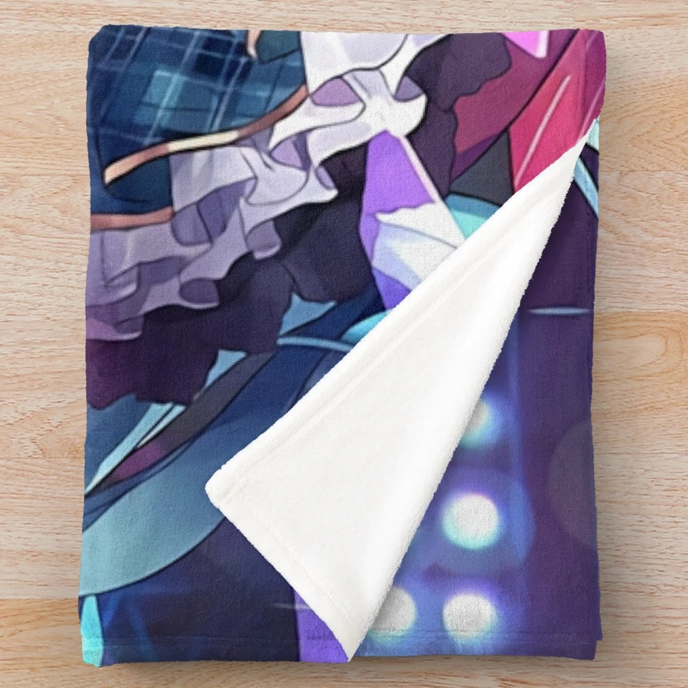 Hatsune Miku anime-style plush blanket with kawaii design