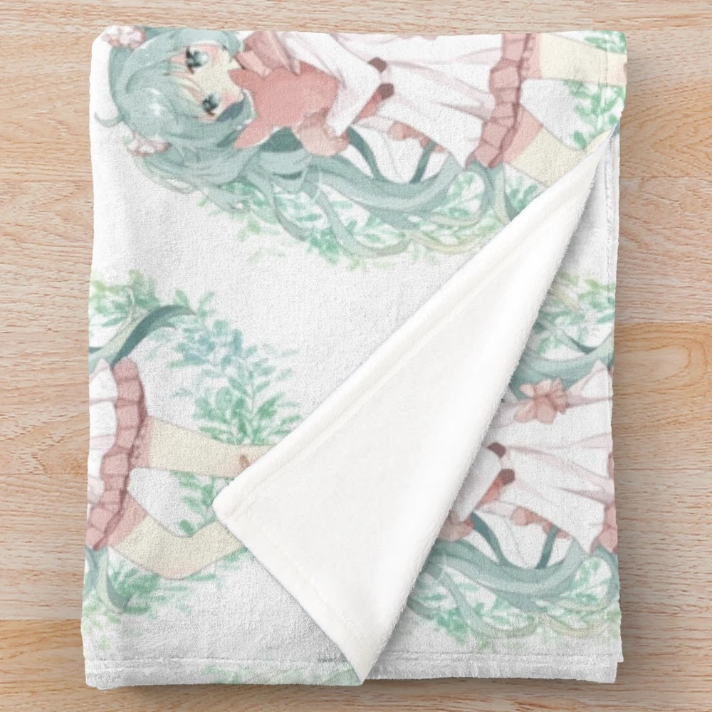 Hatsune Miku anime-style plush blanket