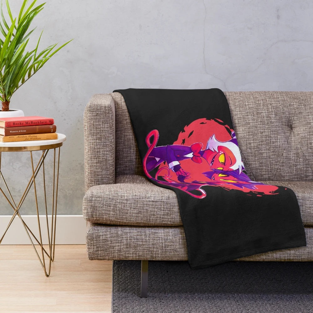 Helluva Boss Millie plush blanket featuring anime-style design