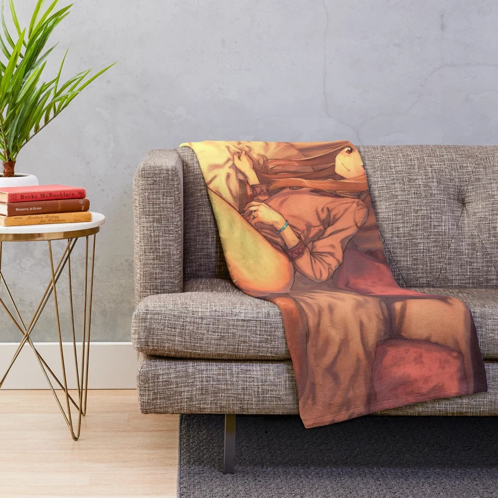 Holo Spice and Wolf inspired plush blanket