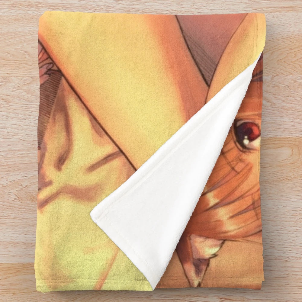 Holo Spice and Wolf inspired plush blanket