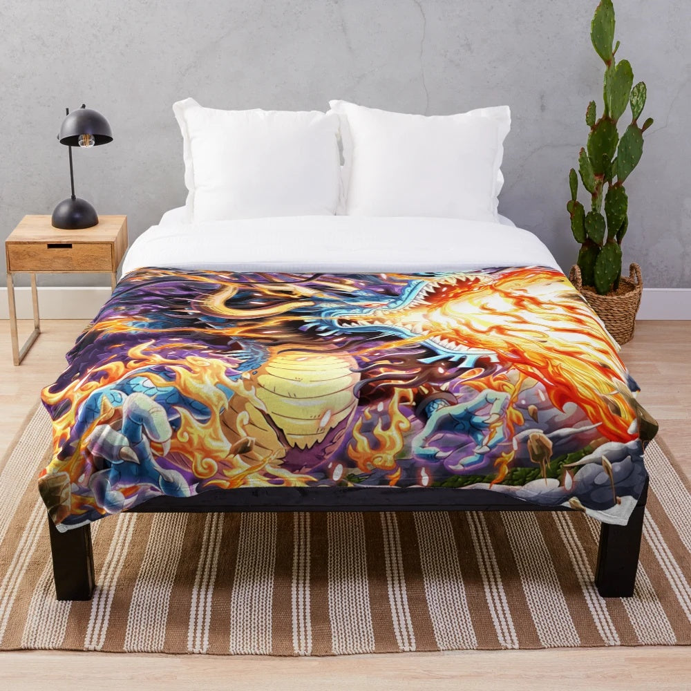 Anime-inspired Hundred Beast Kaido plush blanket