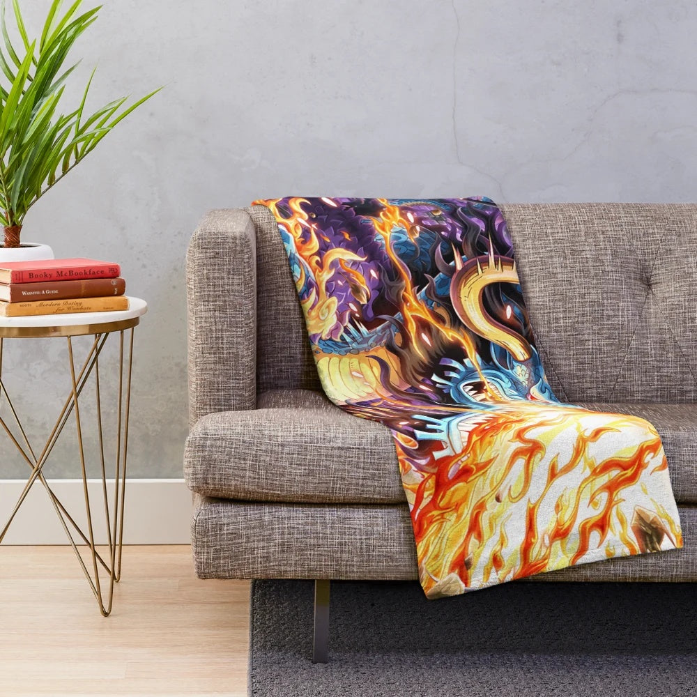 Anime-inspired Hundred Beast Kaido plush blanket