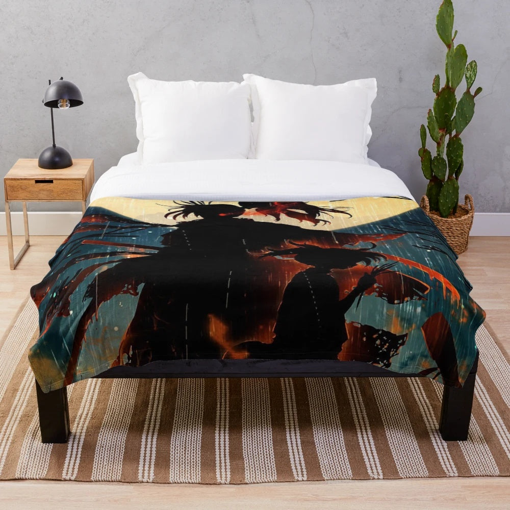 Hyakkimaru and Dororo anime characters featured on a soft, cozy plush blanket
