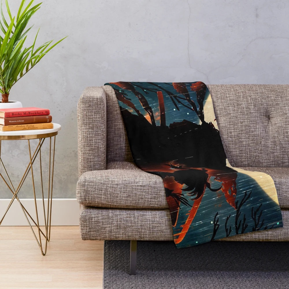 Hyakkimaru and Dororo anime characters featured on a soft, cozy plush blanket