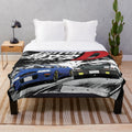 Initial D Inspired Plush Blanket featuring Takumi Fujiwara's Toyota Sprinter Trueno AE86 and Bunta Fujiwara's Subaru Impreza GC8