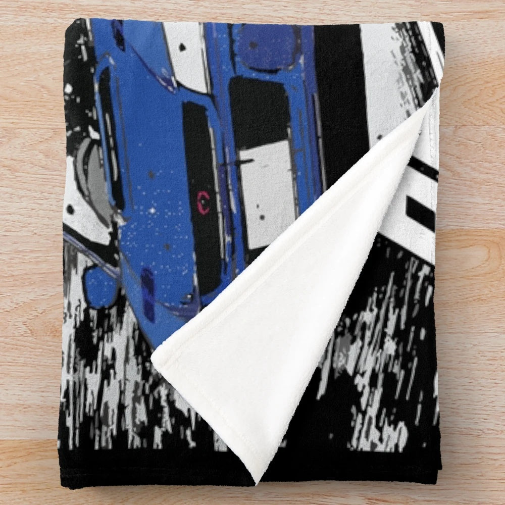 Initial D Inspired Plush Blanket featuring Takumi Fujiwara's Toyota Sprinter Trueno AE86 and Bunta Fujiwara's Subaru Impreza GC8