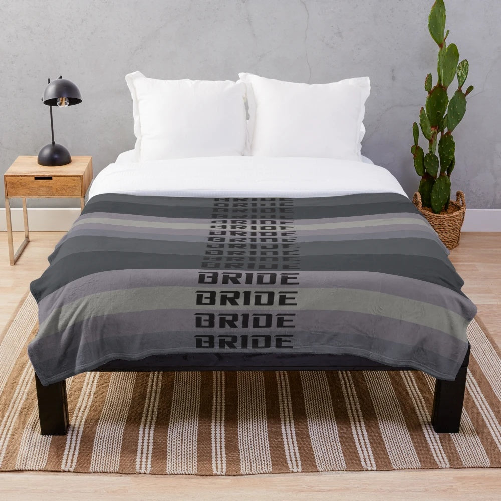 Anime-inspired plush blanket with JDM-style design for car enthusiasts
