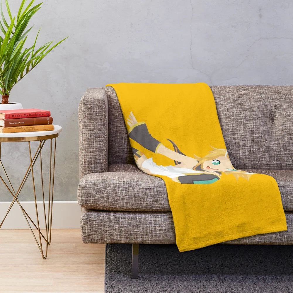 Kagamine Rin anime-style plush blanket