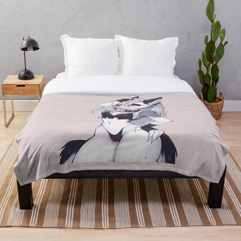 Soft and cozy Loona plush blanket inspired by the Helluva Boss anime
