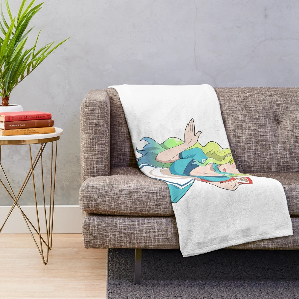Anime-inspired plush blanket featuring the character Lucoa from the series "Miss Kobayashi's Dragon Maid