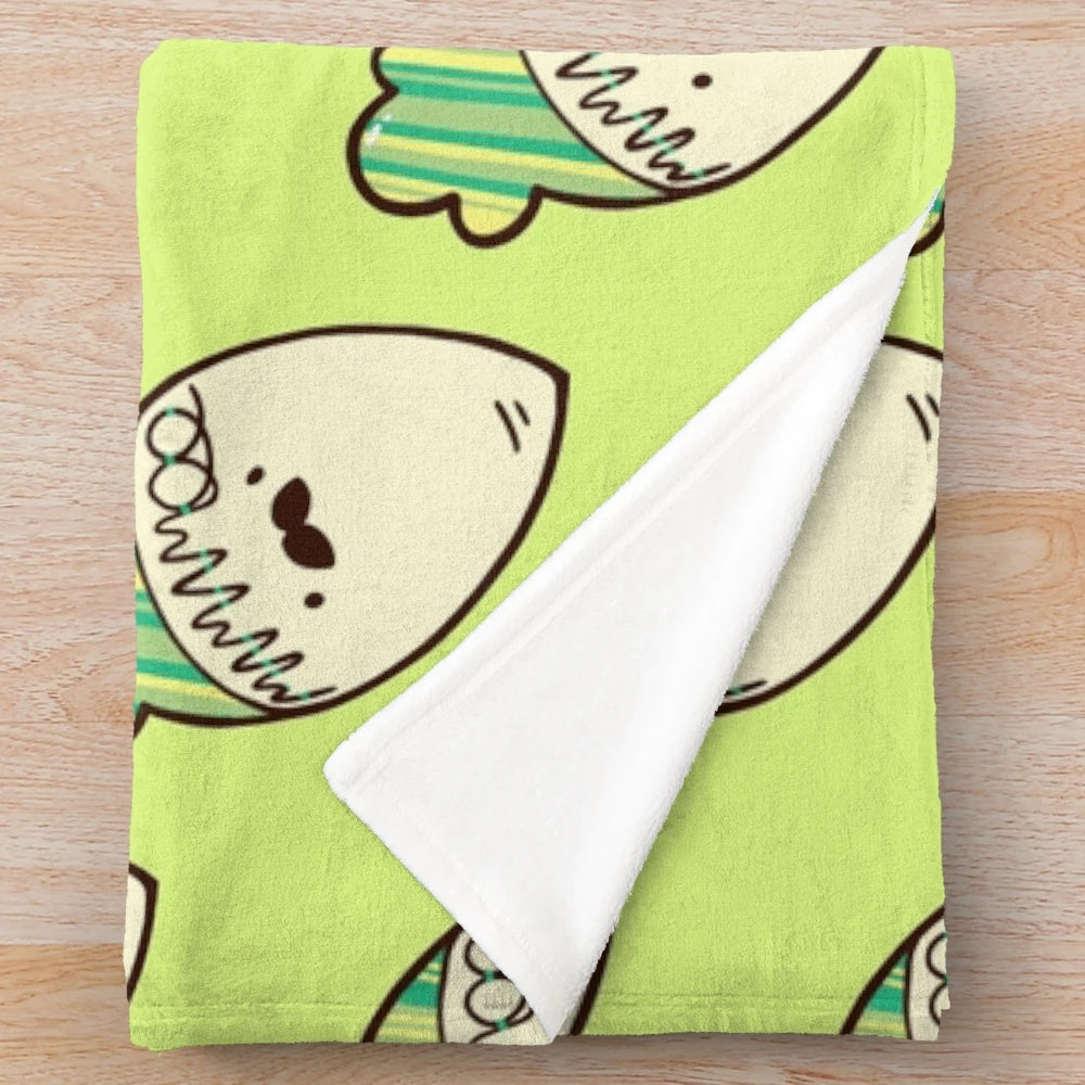 Anime-style MAMAMOO plush blanket featuring the members with radish and mustache designs