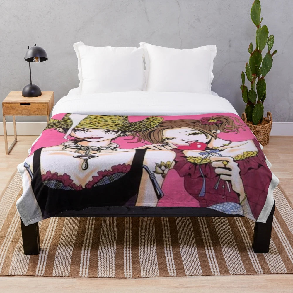 Anime inspired Nana plush blanket featuring characters from the popular shojo manga series