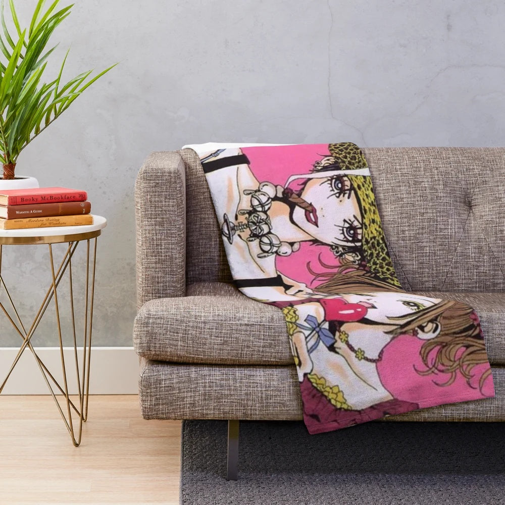 Anime inspired Nana plush blanket featuring characters from the popular shojo manga series