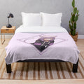 Anime-inspired plush blanket featuring the cute cat girl character Nekomata Okayu from Hololive