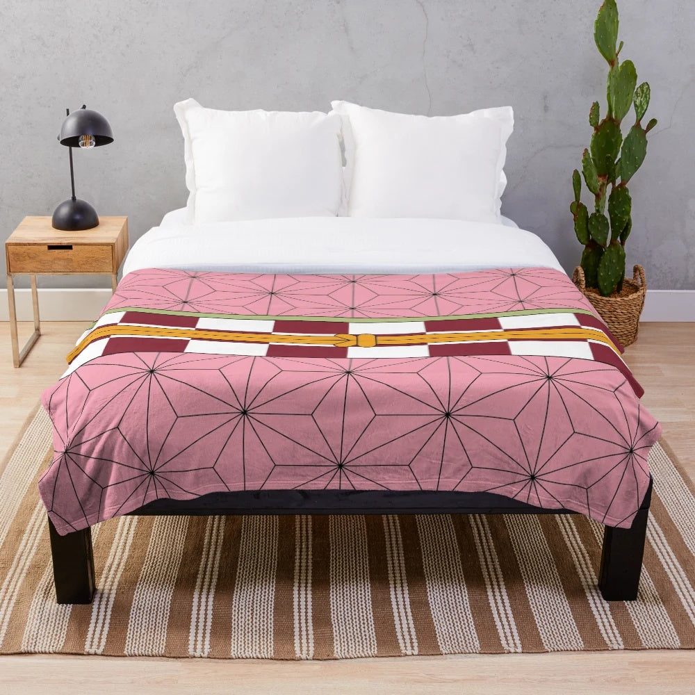 Soft and cozy plush blanket featuring the beloved character Nezuko Kamado from the anime series Demon Slayer