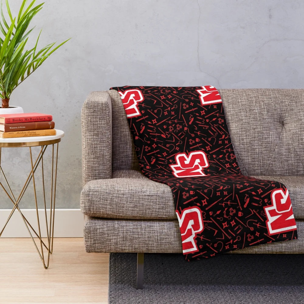 Ninja-themed plush blanket with anime-inspired design