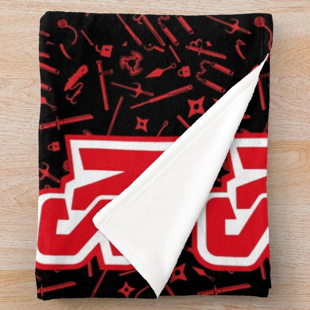 Ninja-themed plush blanket with anime-inspired design