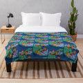 Ocean mosaic pattern plush blanket inspired by the anime film Ponyo