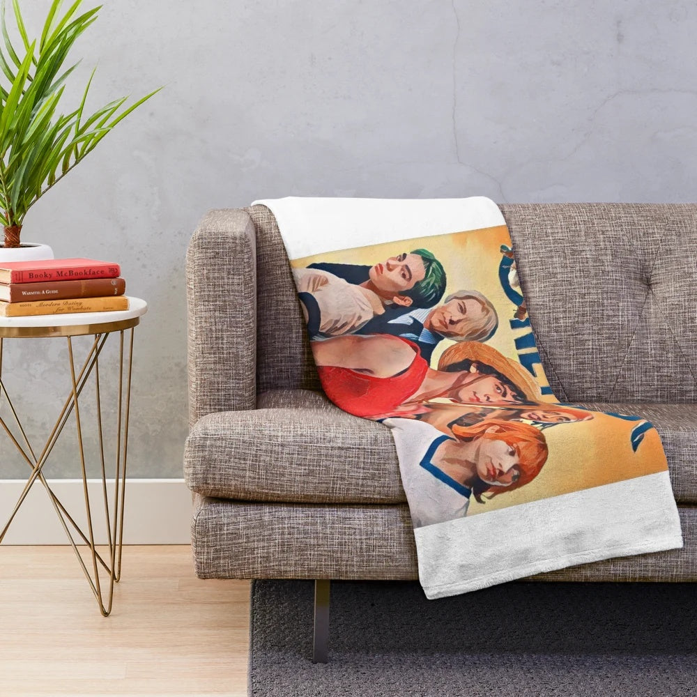 One Piece Live Action Plush Blanket featuring Monkey D. Luffy and the Straw Hat Pirates