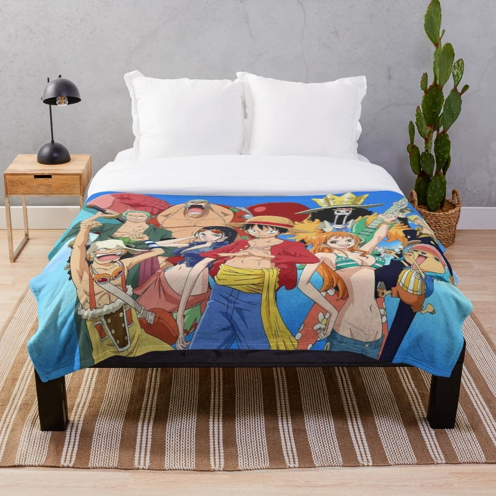 One Piece inspired plush blanket with soft, cozy fabric