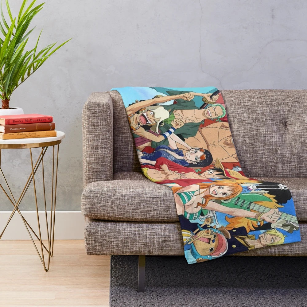 One Piece inspired plush blanket with soft, cozy fabric