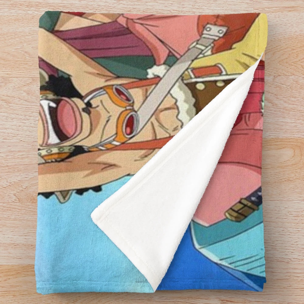 One Piece inspired plush blanket with soft, cozy fabric