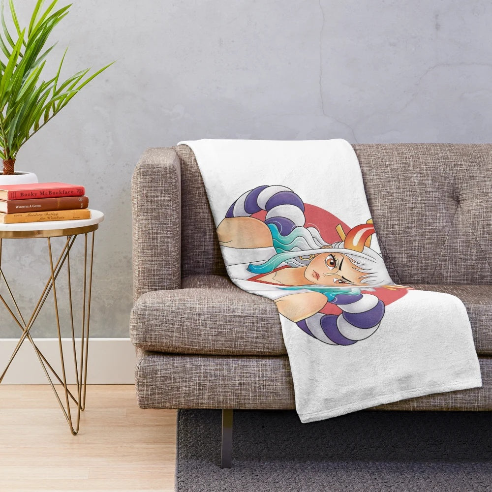 One Piece Plush Blanket featuring Yamato character from the anime series