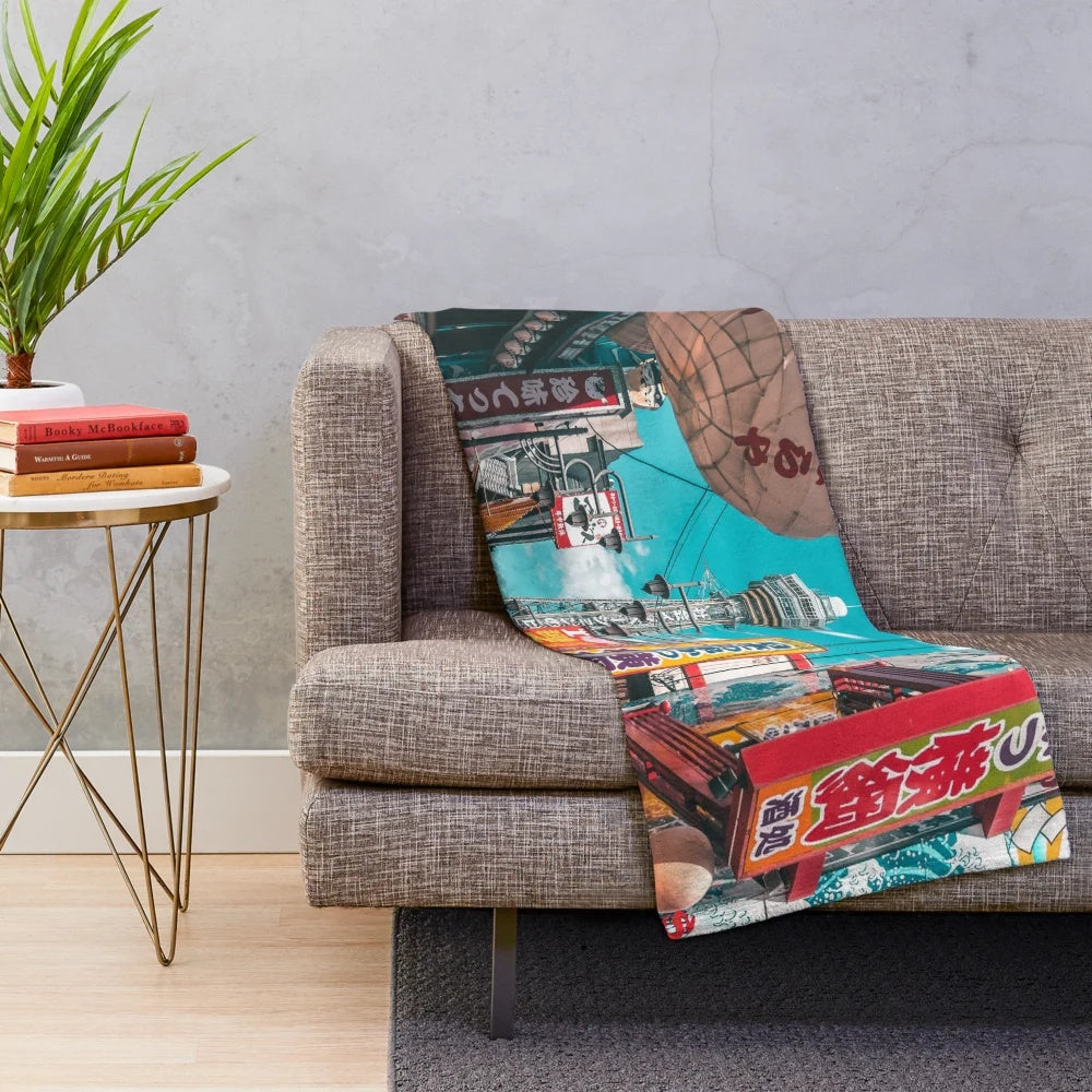 Anime-inspired Osaka blue plush blanket