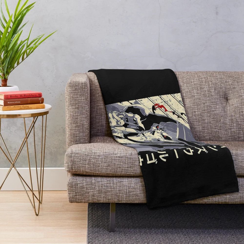 Overlord anime-themed plush blanket with characters Ainz and Albedo
