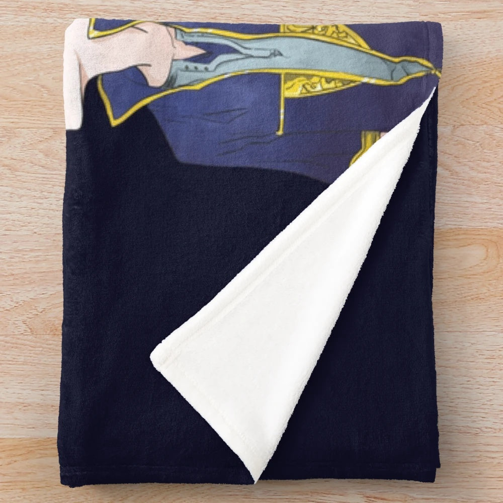 Akagami no Shirayukihime inspired plush blanket with red-haired princess and floral design
