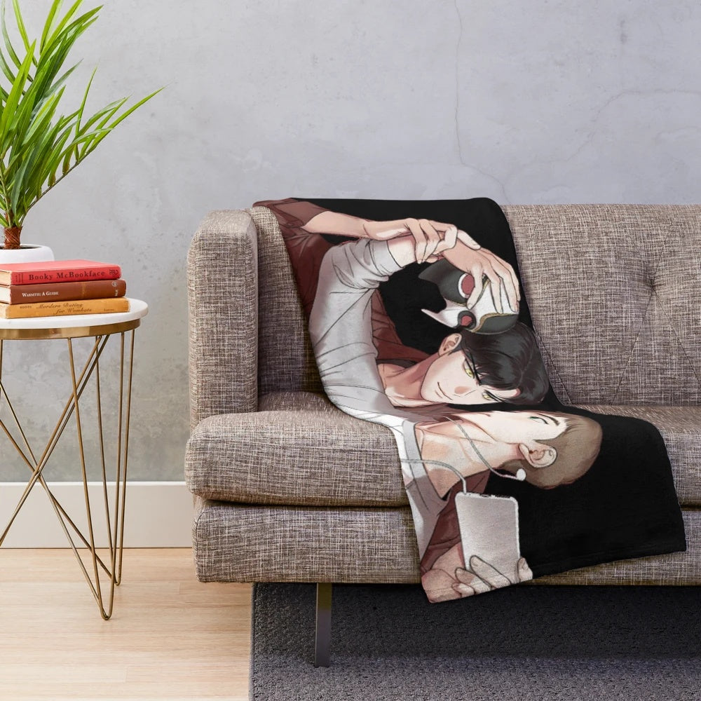 Anime-inspired plush blanket with soft, cozy design