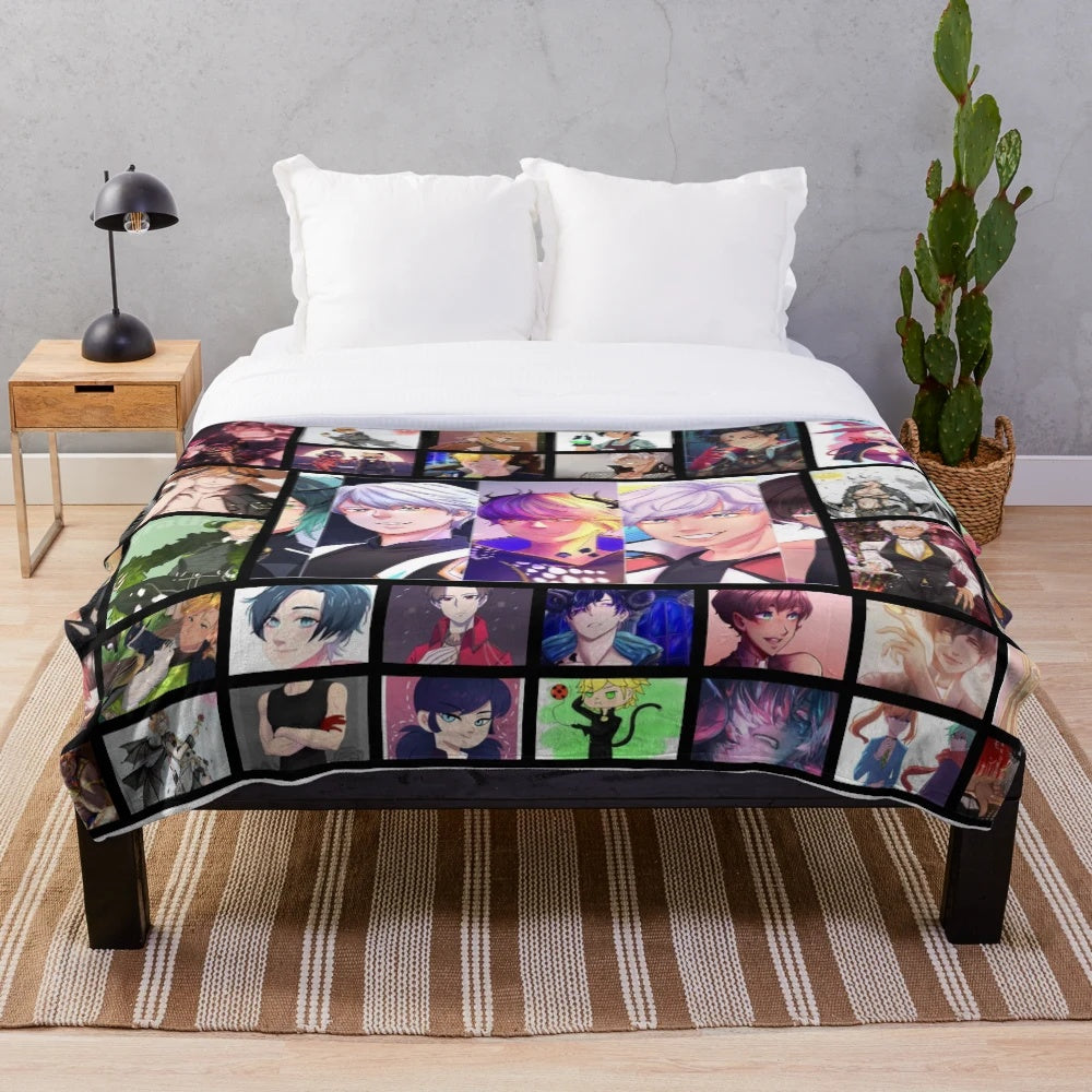 Anime-inspired plush blanket featuring the Seven Brothers from the popular "Obey Me" series