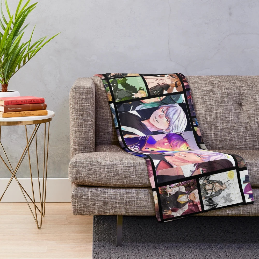 Anime-inspired plush blanket featuring the Seven Brothers from the popular "Obey Me" series