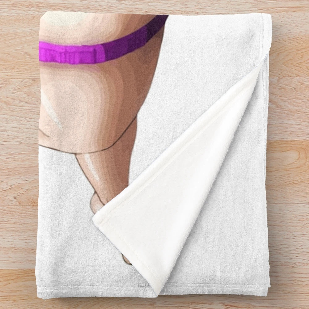 Anime-inspired plush blanket featuring a sexy female character