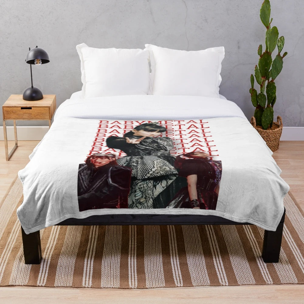 Babymetal-inspired plush blanket featuring the Japanese metal band's iconic imagery