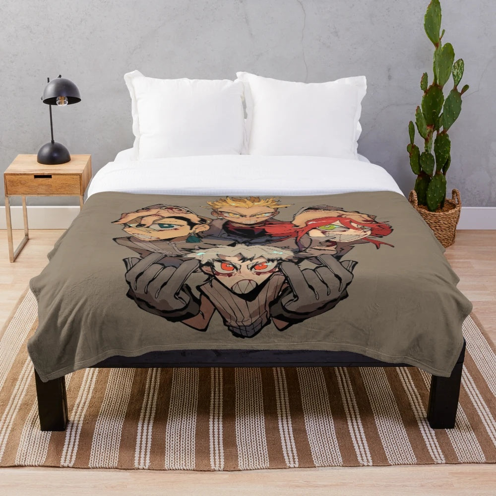 Soft, plush blanket with anime-inspired design