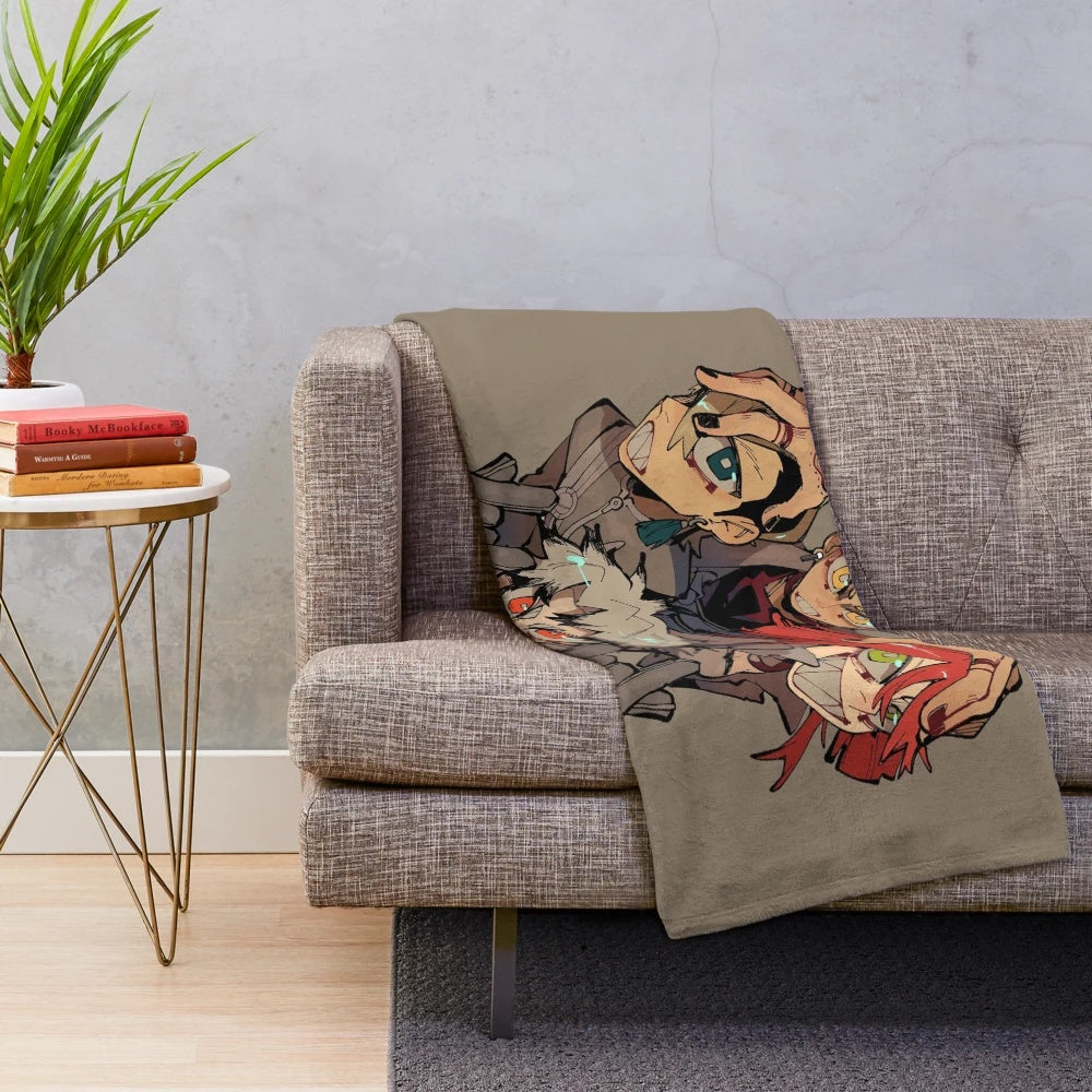 Soft, plush blanket with anime-inspired design