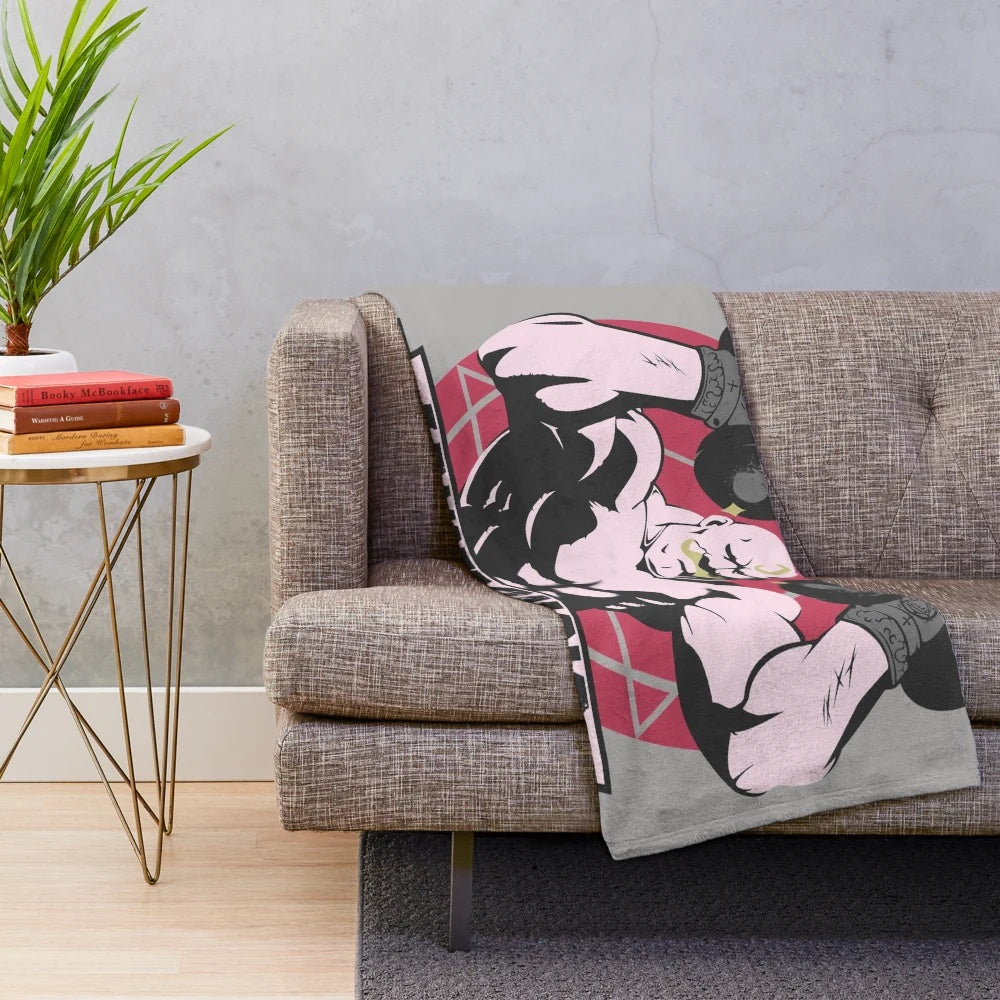 Anime-inspired plush blanket featuring Fullmetal Alchemist elements