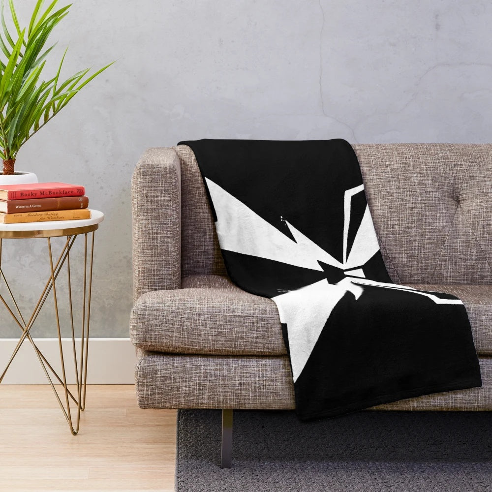 Anime-themed plush blanket with neon and apocalyptic design