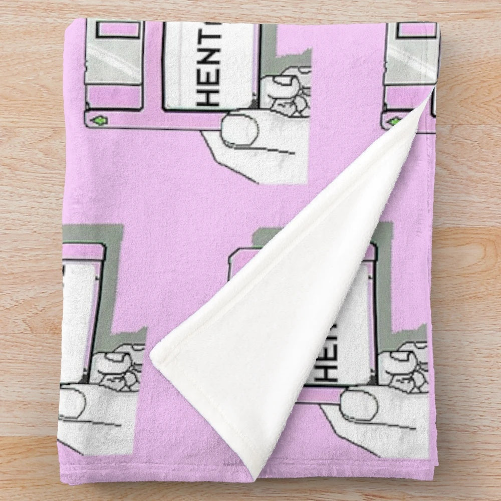 Soft and cozy anime-inspired plush blanket featuring the "Hentai Disk" design