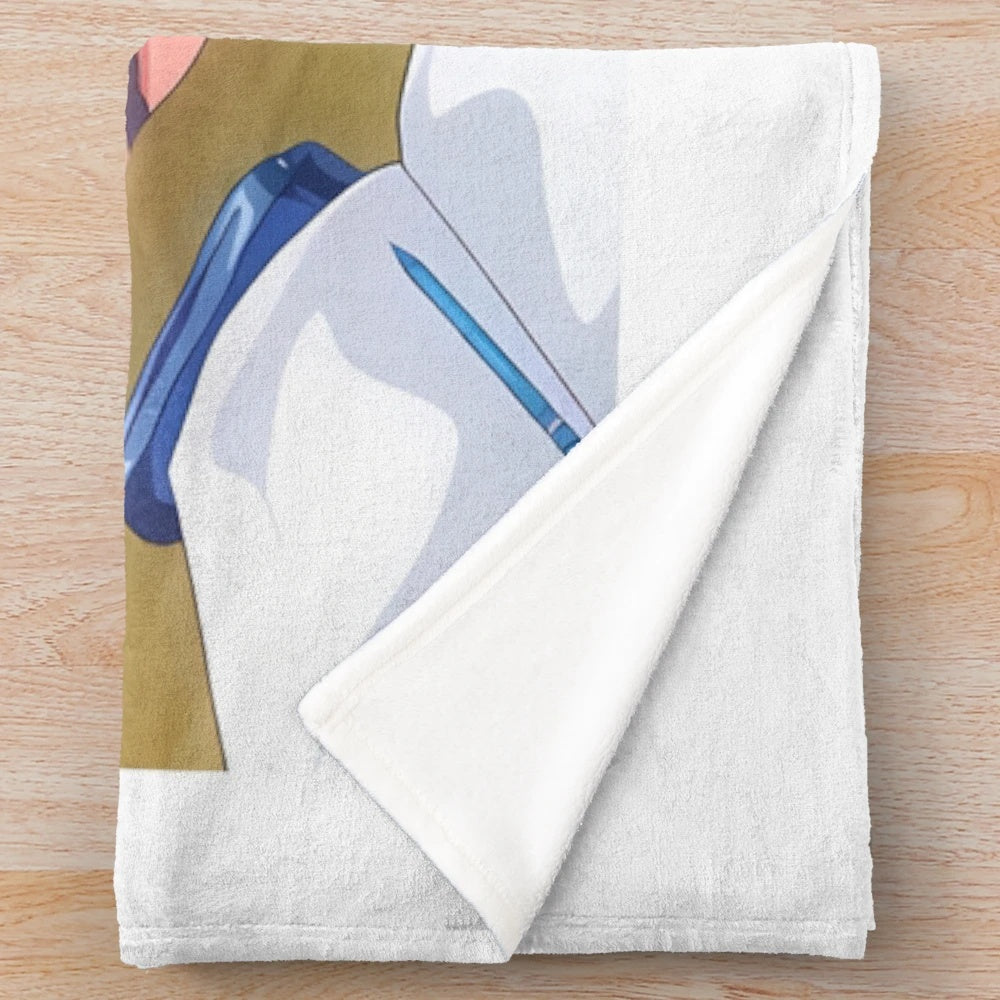 Hentai-themed plush blanket featuring an anime waifu character
