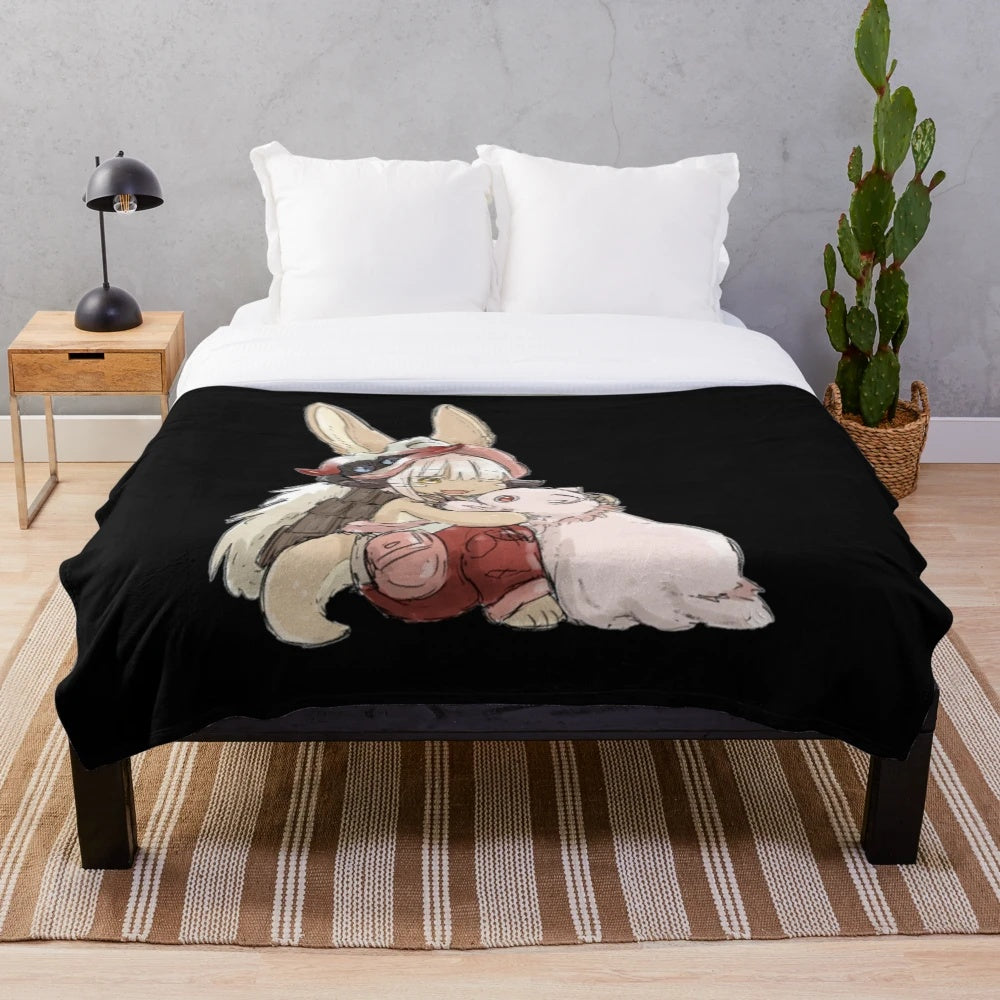 Cozy plush blanket featuring the iconic Made in Abyss anime series