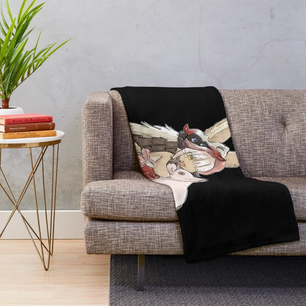 Cozy plush blanket featuring the iconic Made in Abyss anime series