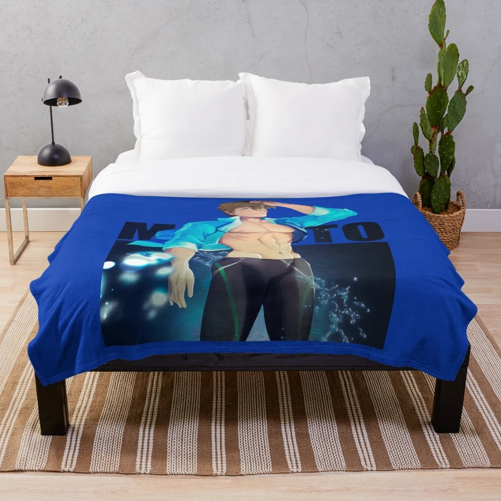 Cozy plush blanket featuring the popular anime character Makoto Tachibana